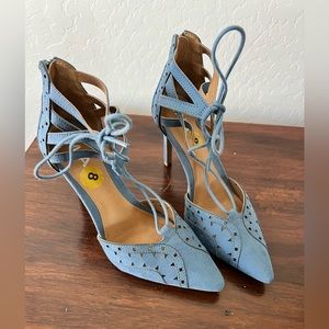 Mia Light Blue Suede Stilettos